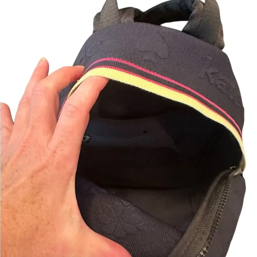 Kate Spade Sport Knit City Navy Backpack with Pink and Yellow Accents EUC